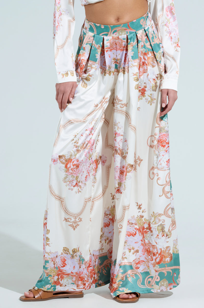 FLORAL GARDEN SATIN PALAZZO PANT