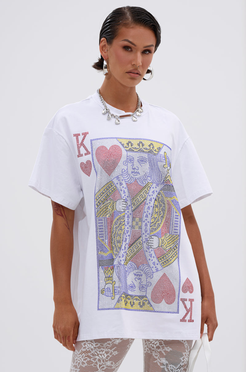 KING OF HEARTS OVERSIZED TEE IN WHITE