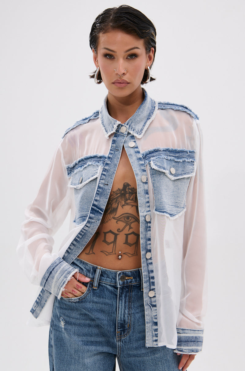 LET IT GO CHIFFON BUTTON DOWN