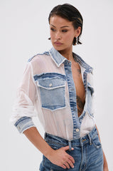 LET IT GO CHIFFON BUTTON DOWN
