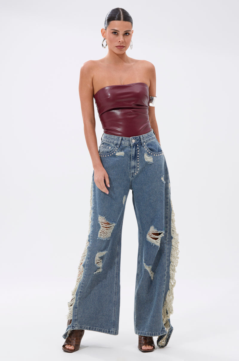 LUSH LIFE FAUX LEATHER BODYSUIT