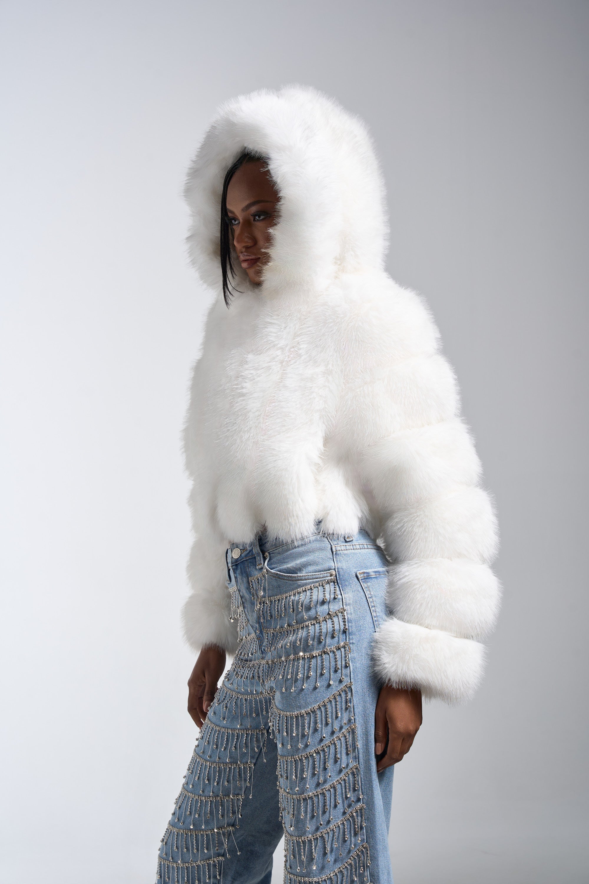 JOLENE FAUX FUR COAT IN WHITE