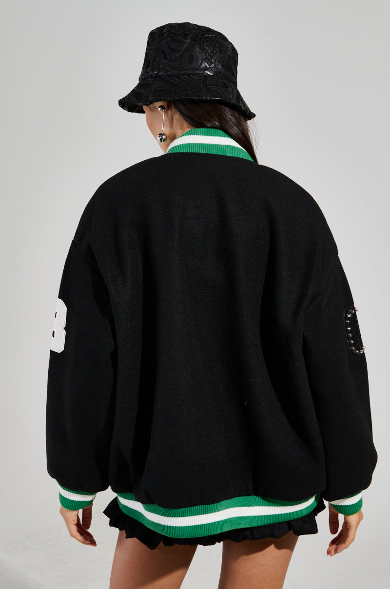 ACE OF SPADES STUDDED BOMBER