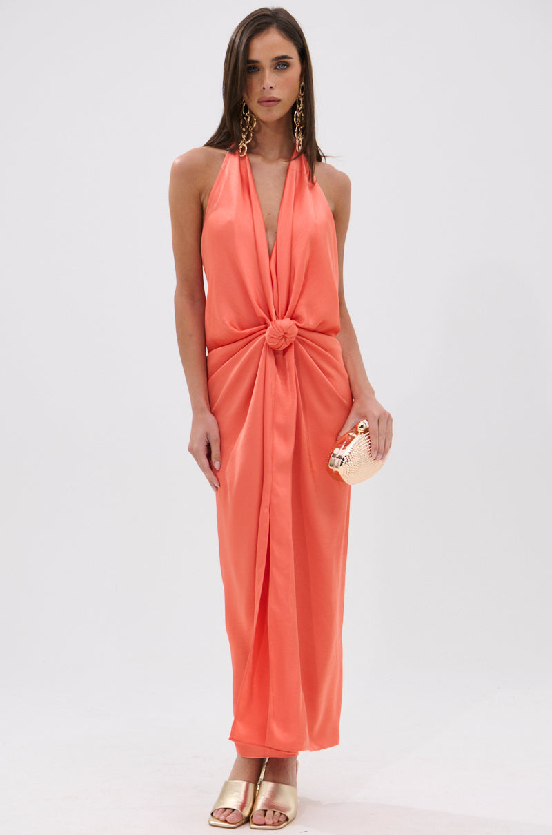 KNOT MY PROBLEM SATIN MIDI DRESS