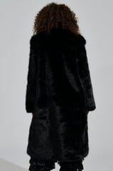 LENOX FAUX FUR TRENCH IN BLACK