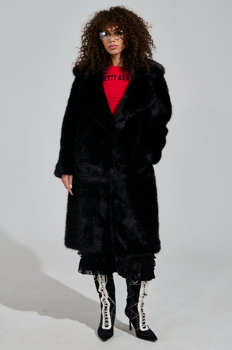 LENOX FAUX FUR TRENCH IN BLACK