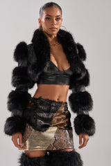 LOVERGIRL ULTRA CROP FUR TRIM MOTO