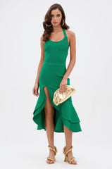 LUCY MIDI BANDAGE DRESS IN KELLY GREEN
