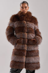 LITTLE BIT OF SPICE PANELED FAUX FUR COAT