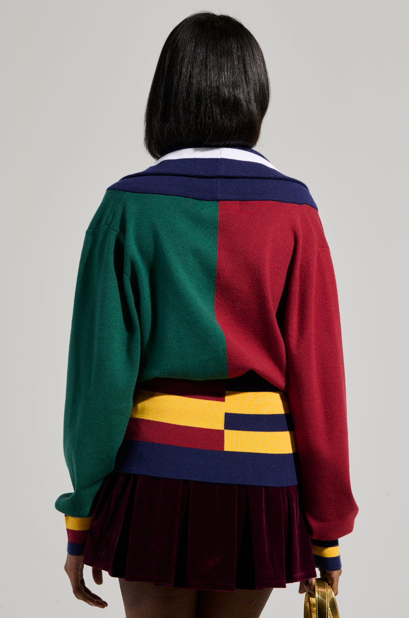 BOARDWALK BADDIE V-NECK STRIPED SWEATER