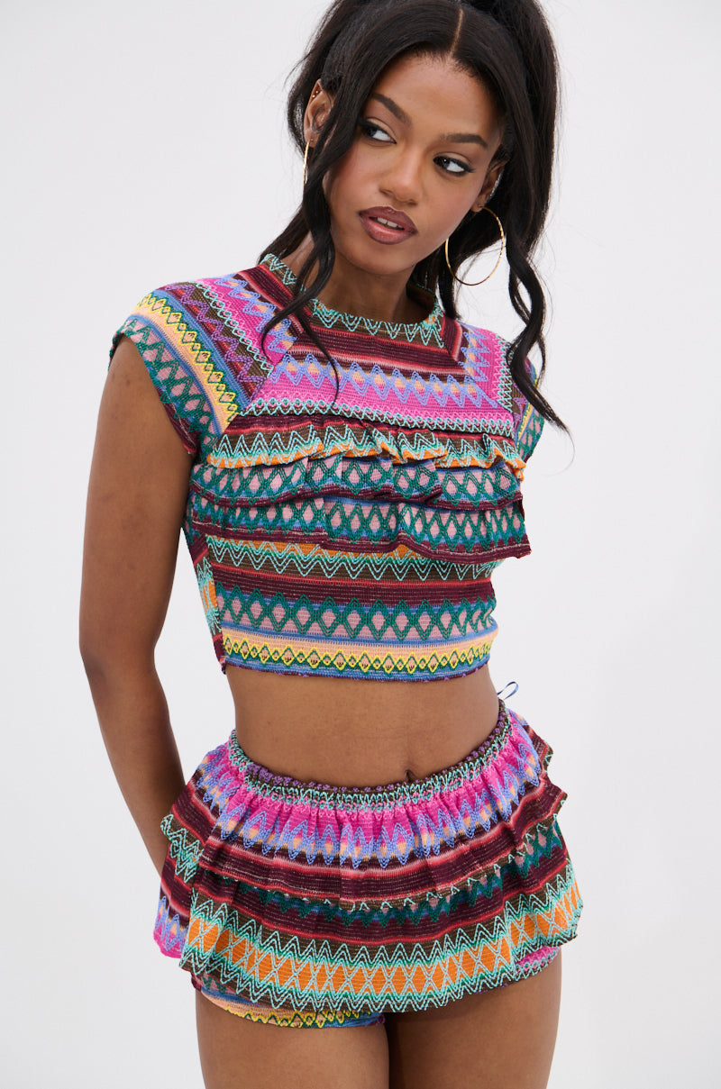 COLORFUL LIFE RUFFLE BLOUSE