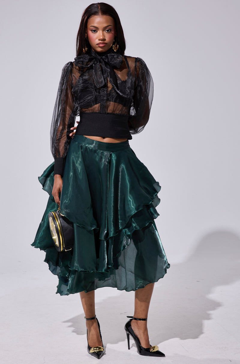 LUXE LIFE SATIN MIDI SKIRT