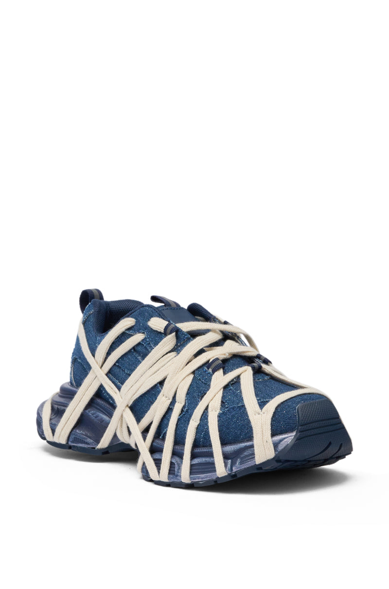 AZALEA WANG SELIE DENIM LACE DETAIL SNEAKER