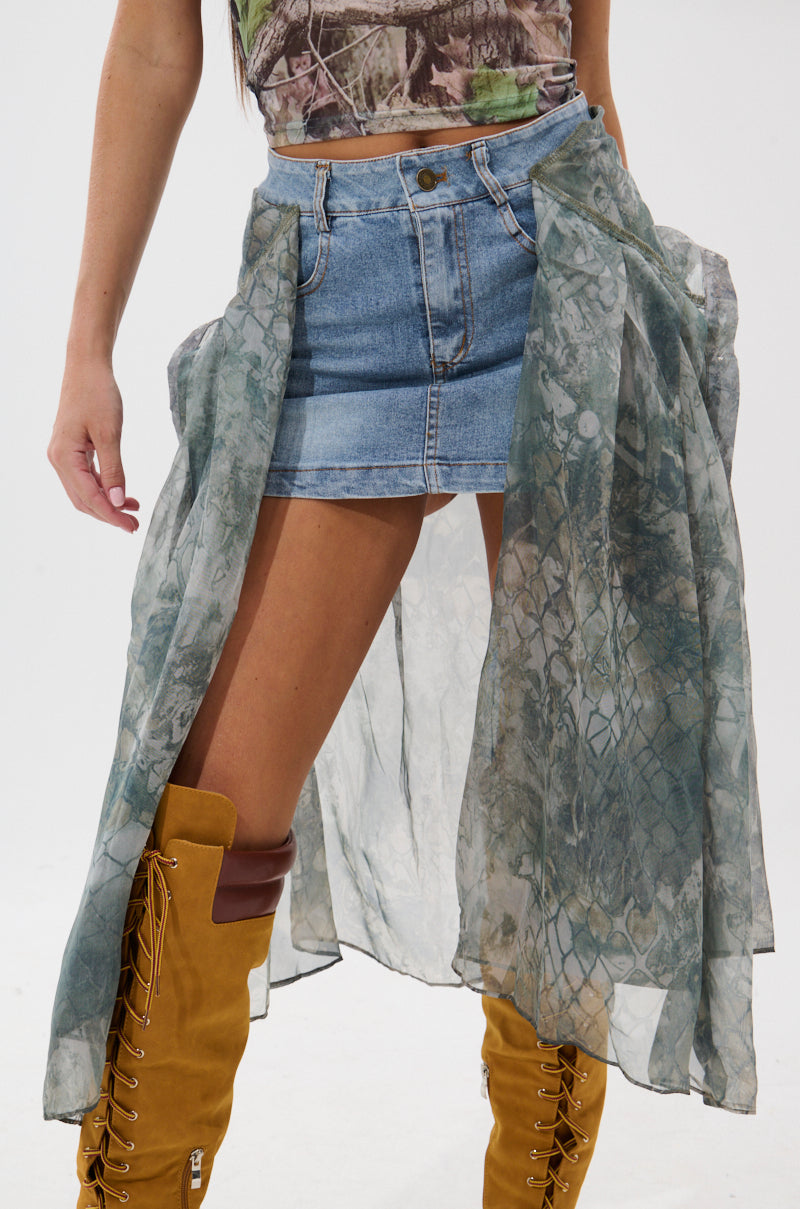 BRENDA DENIM MINI SKIRT WITH SIDE TIES