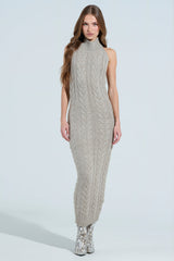 JESSICA CABLE KNIT SWEATER MIDI DRESS