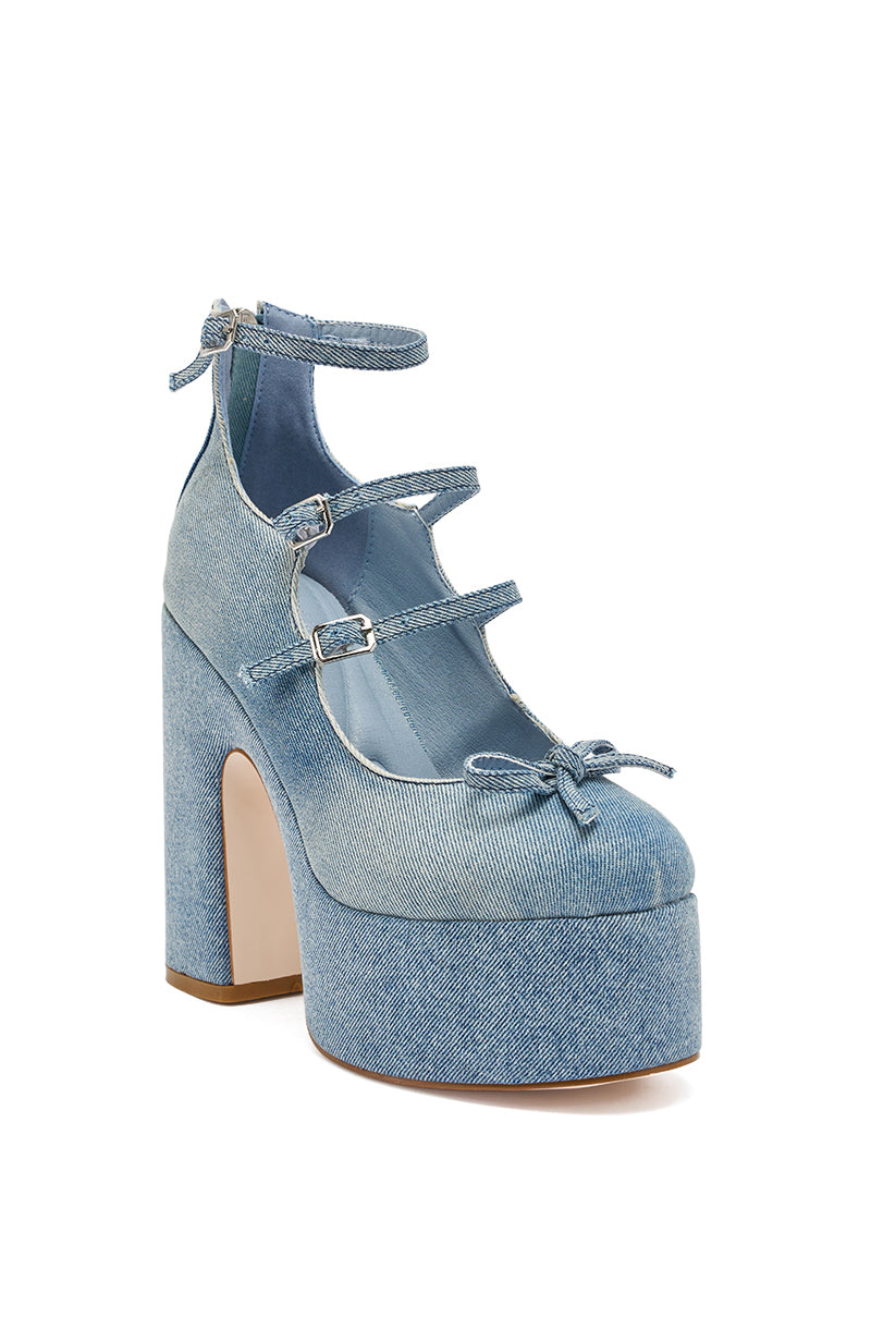 AZALEA WANG SPROUT DENIM CHUNKY PUMP