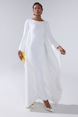 KYLIE MAXI DRESS WITH RUFFLE SLEEVES IN WHITE