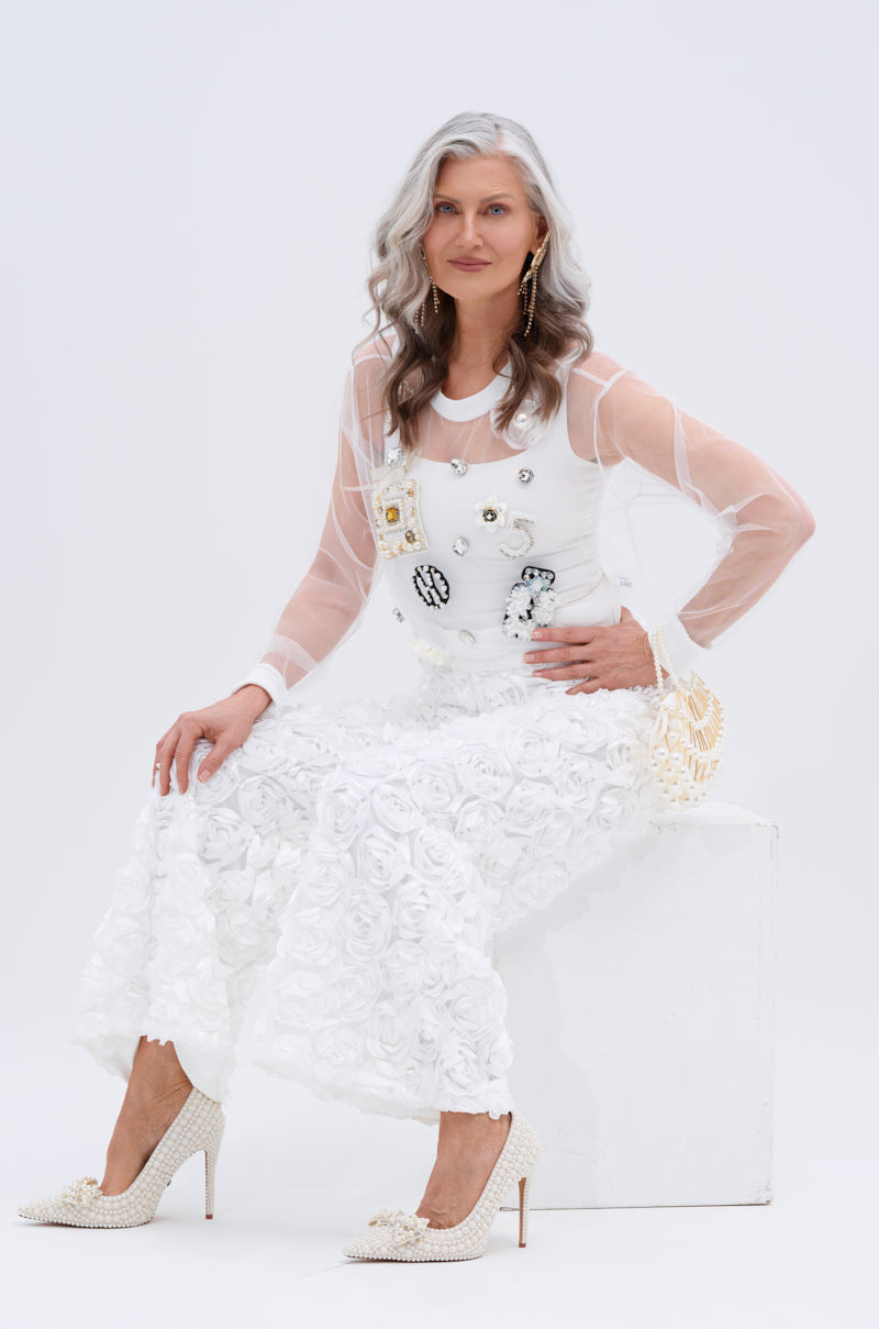 GABRIELLA EMBELLISHED MESH TOP