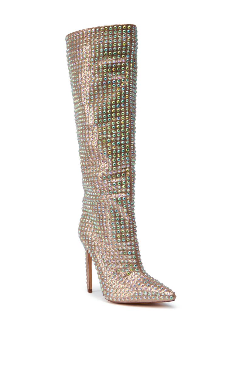 AZALEA WANG STARLEY GOLD RHINESTONE BOOT