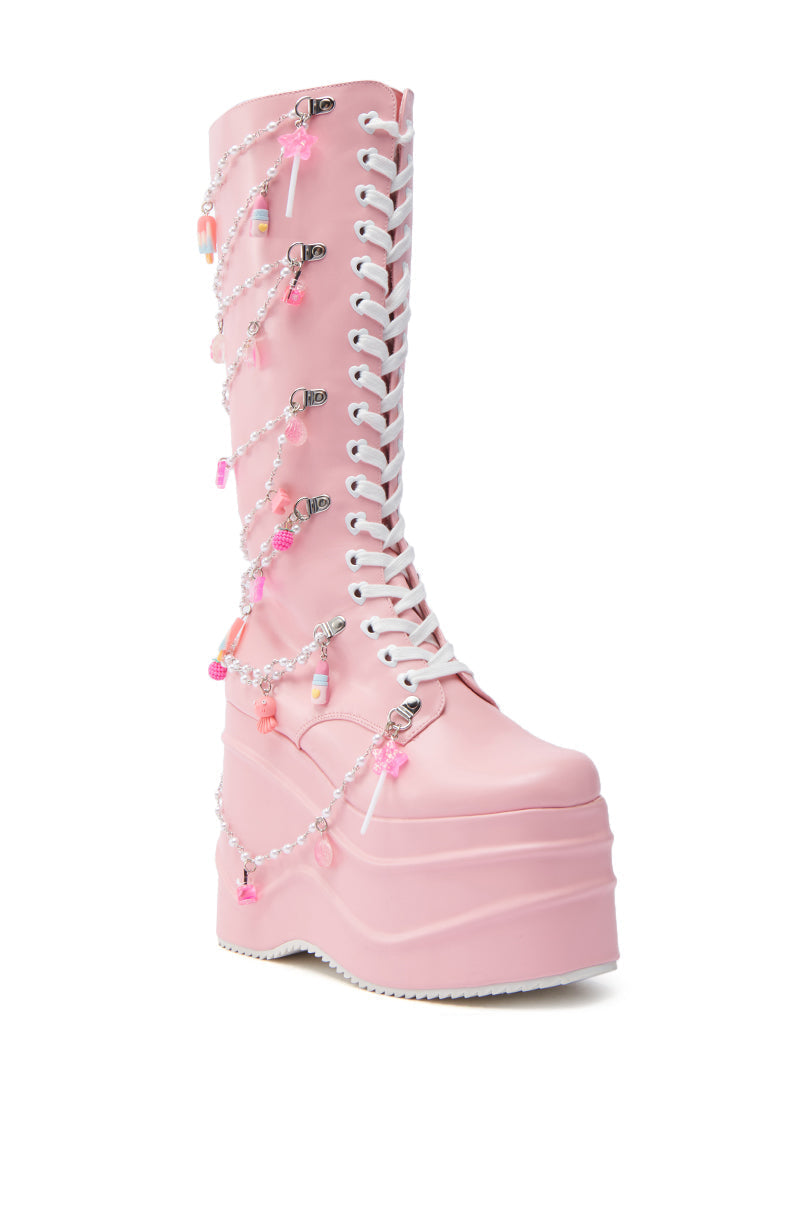 KOI FOOTWEAR THE DREAMSCAPE NOVELTY PINK FLATFORM BOOT