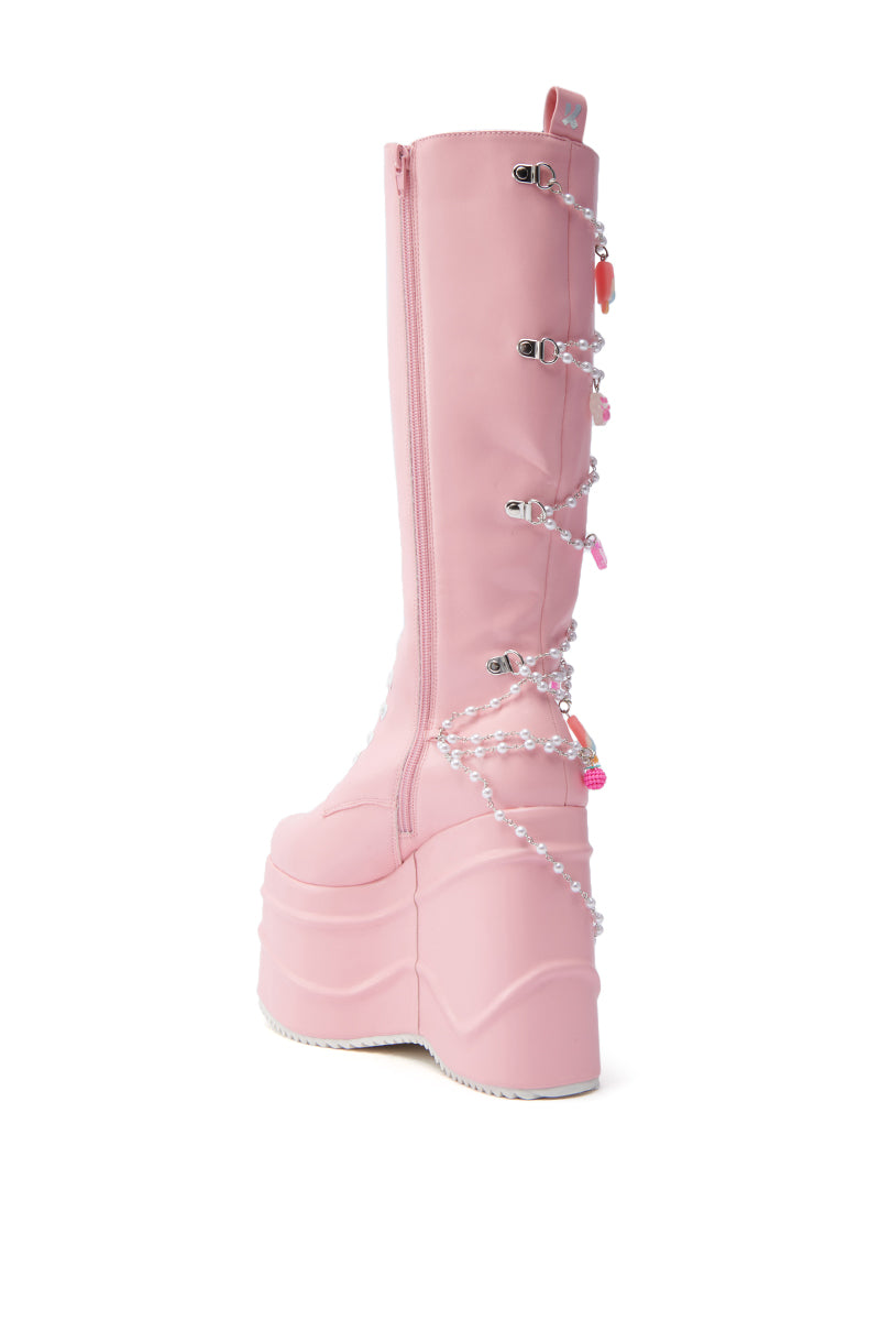KOI FOOTWEAR THE DREAMSCAPE NOVELTY PINK FLATFORM BOOT