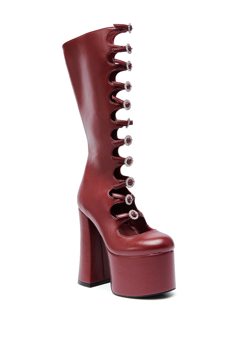 AZALEA WANG TOMLIN BURGUNDY PLATFORM BOOT