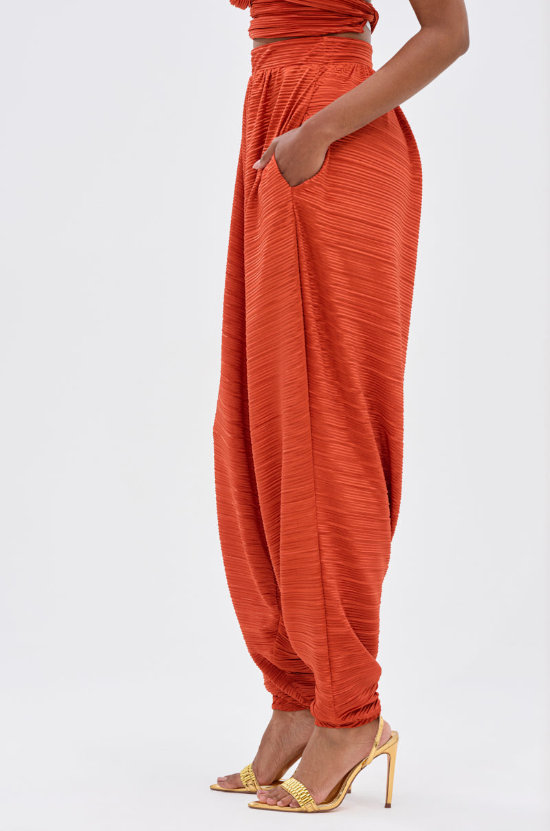 MAYAH WIDE LEG PLISSE PANT IN RED
