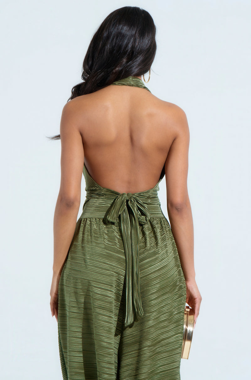 CROIX COWL NECK PLISSE HALTER TOP