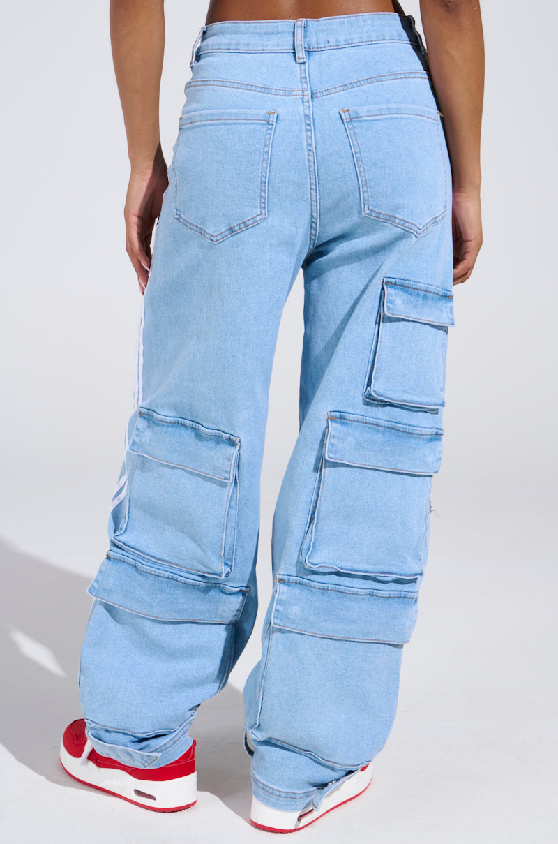 LEAVE IT ON THE TRACK RELAXED LEG DENIM PANTS