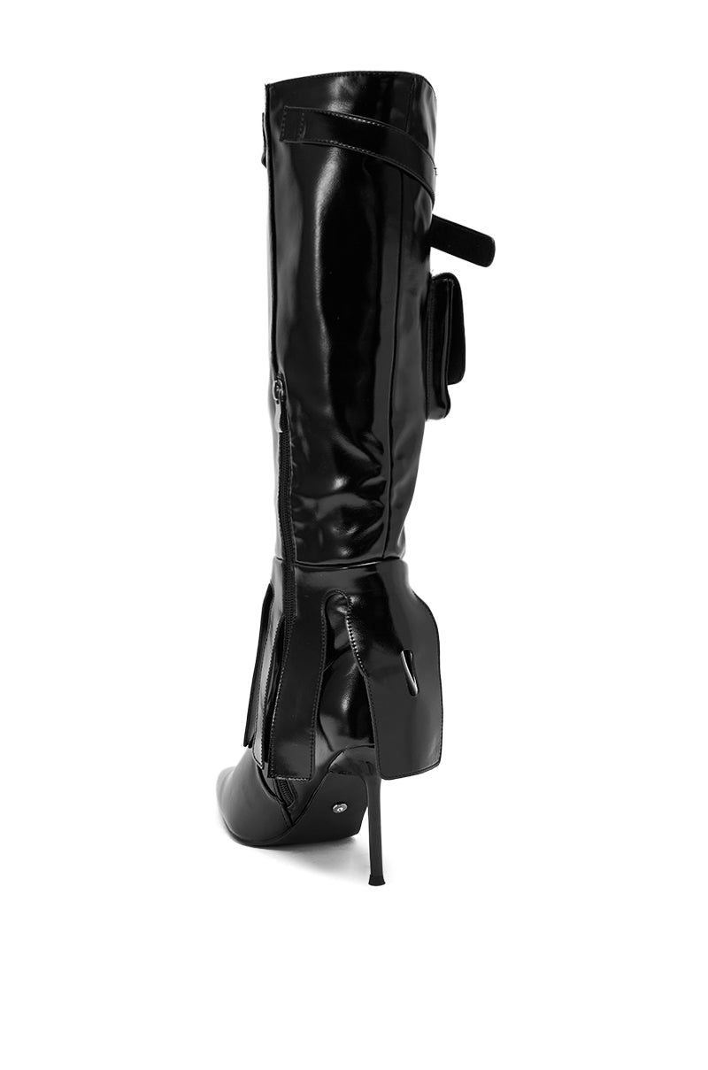AZALEA WANG WATERS BLACK STILETTO BOOT WITH POCKETS