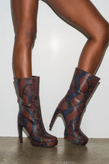 AZALEA WANG WENONA BROWN MULTI SNAKE BOOTIE