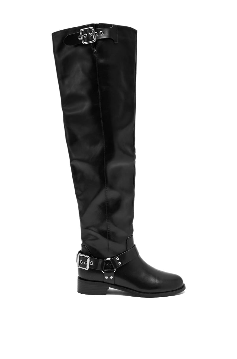 AZALEA WANG XALIIMA BLACK OVER THE KNEE RIDING BOOT