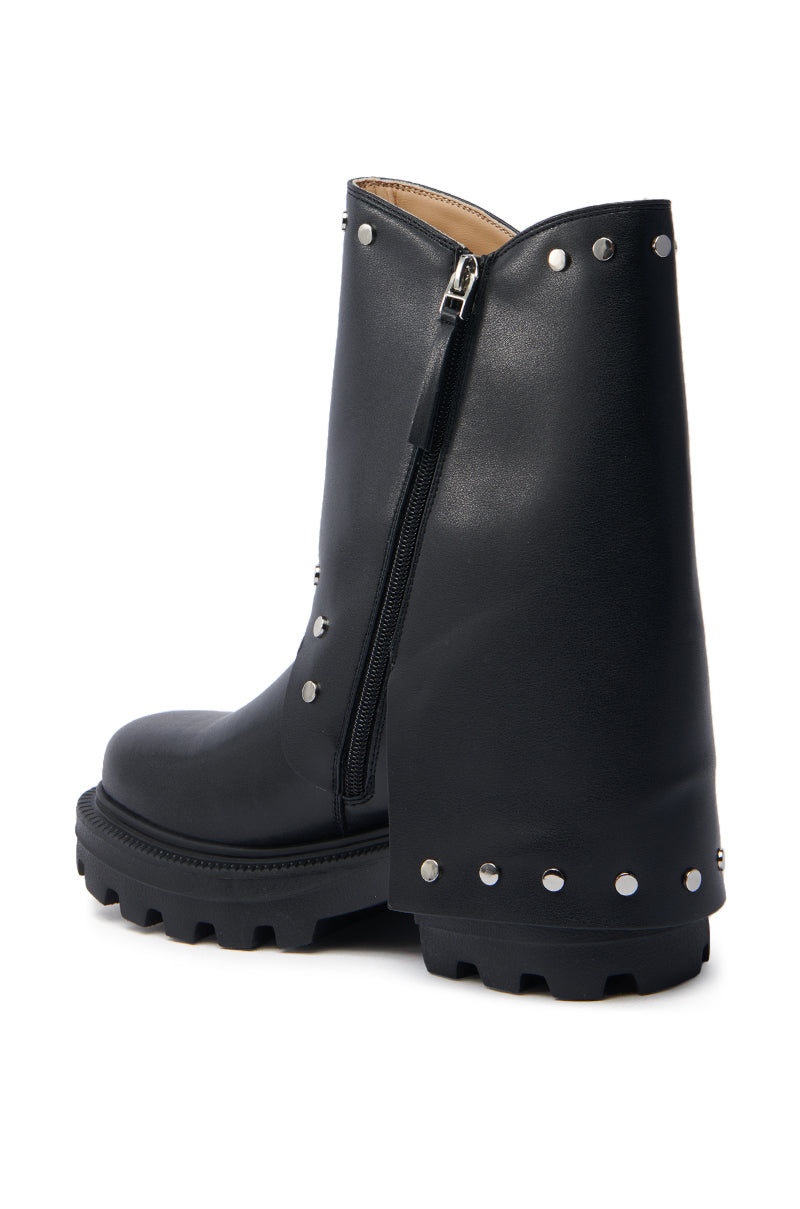 AZALEA WANG XAVIER BLACK WITH METAL FLAT BOOTIE