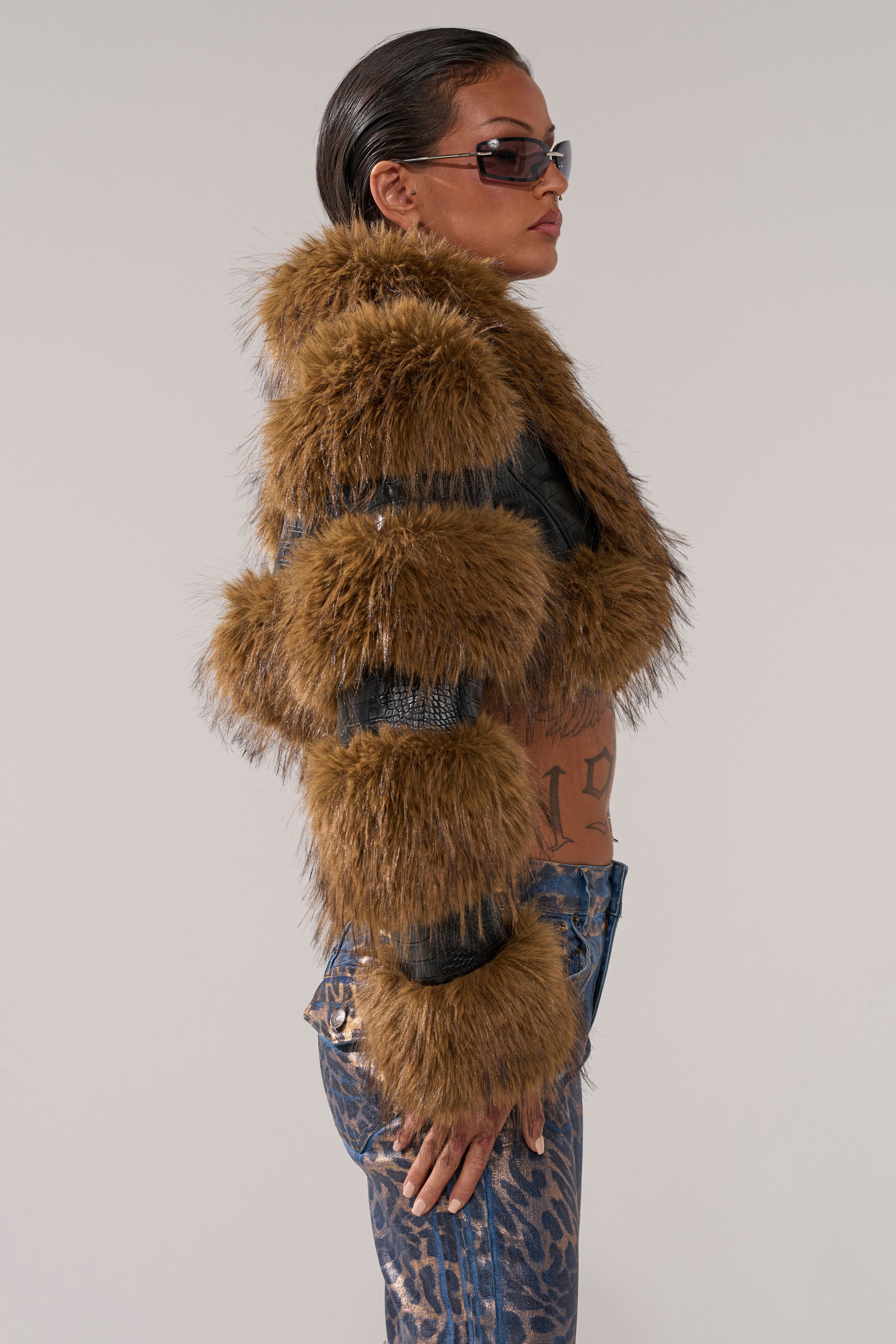 NEW LOVERGIRL ULTRA CROP FUR TRIM MOTO
