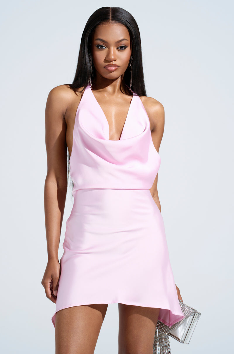 DOLLY SATIN MINI DRESS IN LIGHT PINK