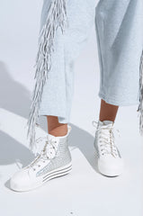 AZALEA WANG ZAFRINA WHITE HIGH TOP SNEAKER