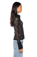 A SNEAK PEEK BUTTON DOWN LACE BLOUSE