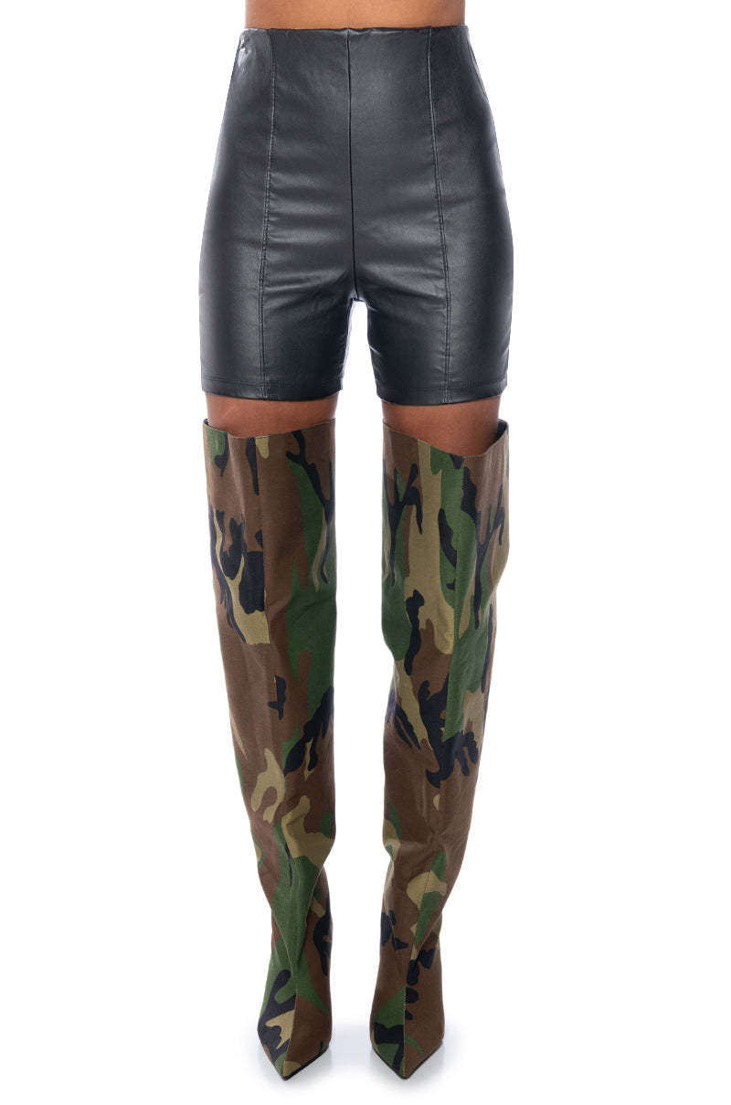 AVA FAUX LEATHER BIKER SHORTS