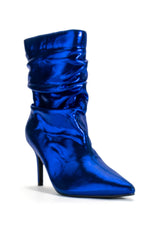 AZALEA WANG ARIELLA SCRUNCH STILETTO BOOTIE IN BLUE