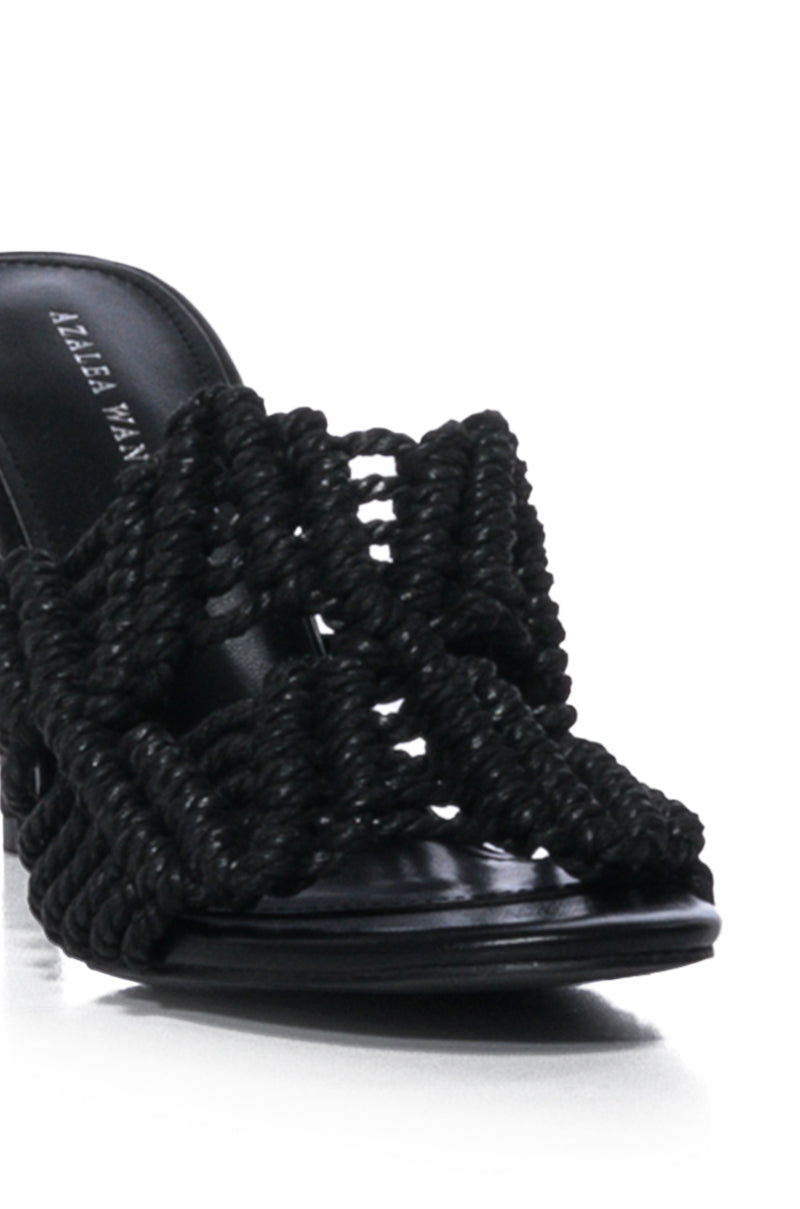 AZALEA WANG ASTER ROPE WOVEN SANDAL IN BLACK