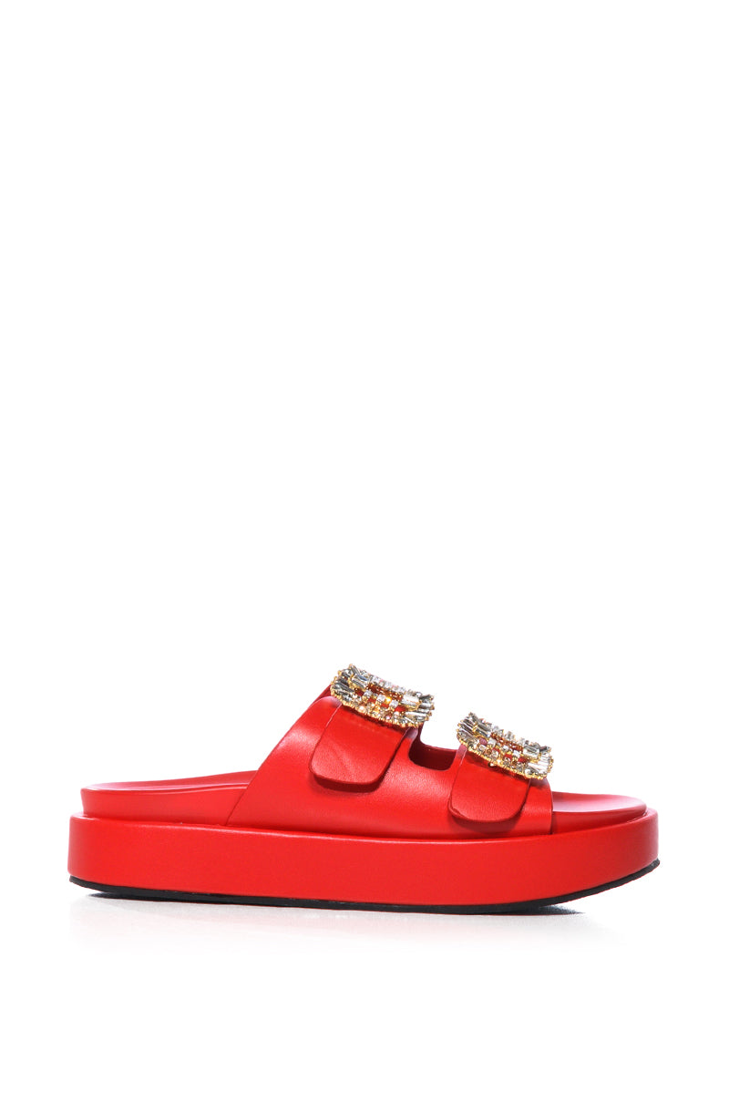 AZALEA WANG BABET EMBELLISHED SANDAL IN RED