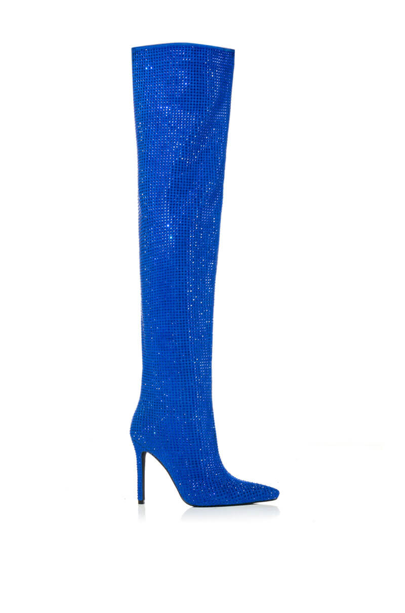 AZALEA WANG BELLA BLING STILETTO BOOT IN BLUE
