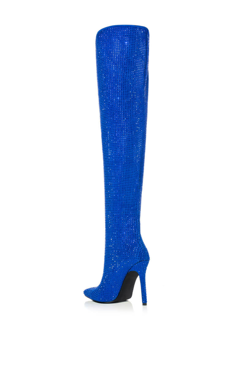 AZALEA WANG BELLA BLING STILETTO BOOT IN BLUE