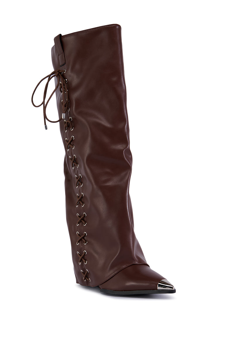 AZALEA WANG FLEURETTE WESTERN BOOT IN CHOCOLATE BROWN