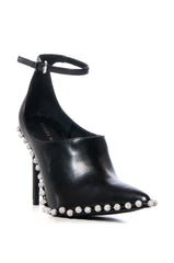 AZALEA WANG FOSSA EMBELLISHED STRAP PUMP IN BLACK