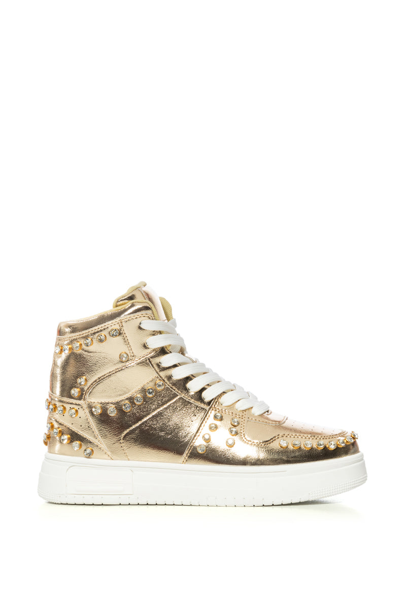 AZALEA WANG NIMBUS GOLD EMBELLISHED HIGH TOP SNEAKER