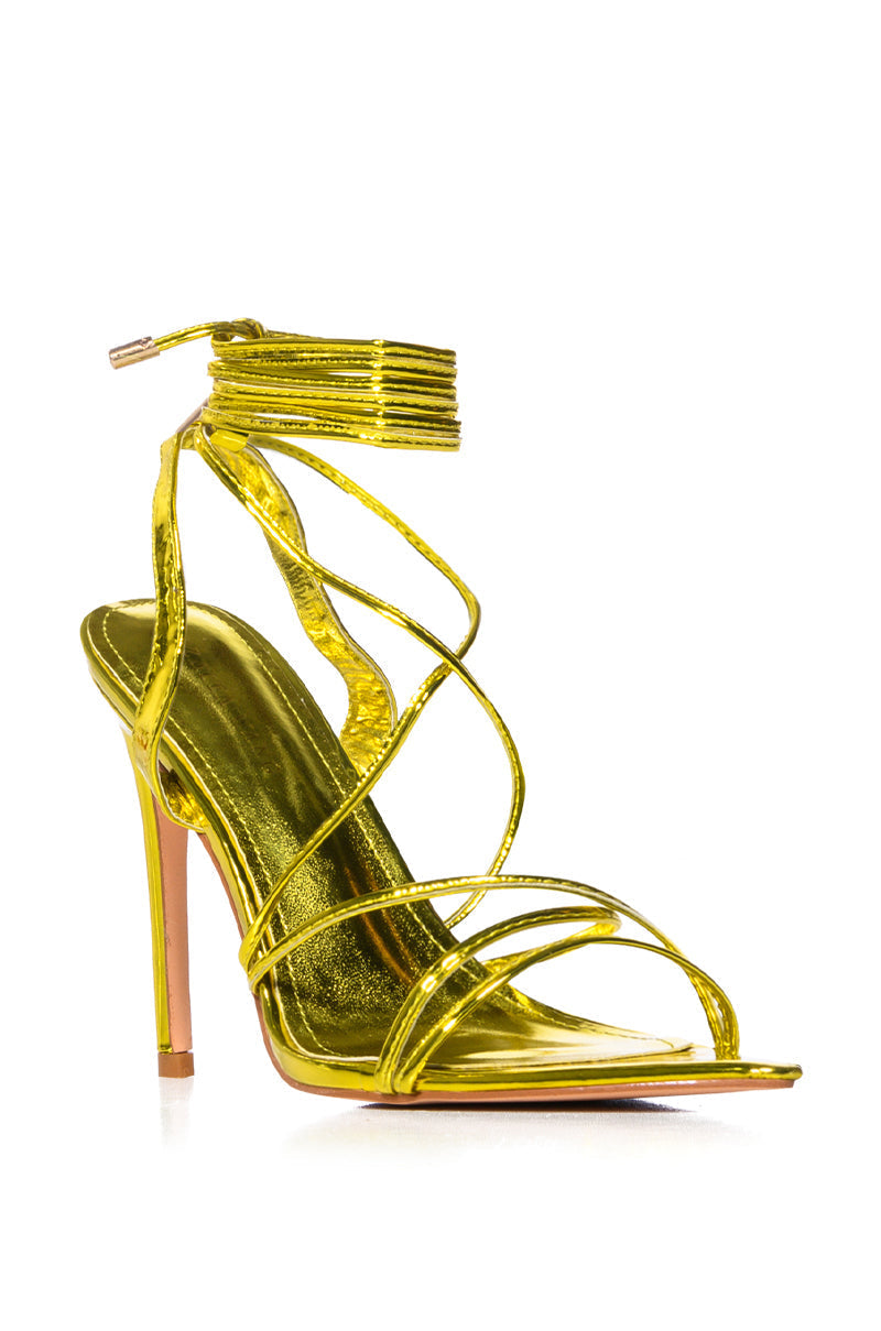 AZALEA WANG NITIKA YELLOW STRAPPY TIE UP POINTED TOE STILETTO