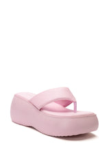 AZALEA WANG ODETTE PU FLATFROM SANDAL IN BABY PINK