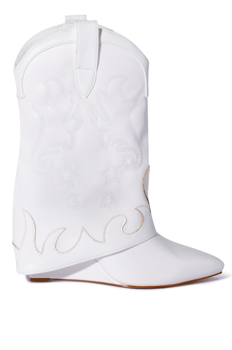 AZALEA WANG SEA FOLD OVER BOOT IN WHITE