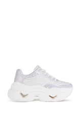AZALEA WANG PETEY WHITE EMBELLISHED SNEAKER